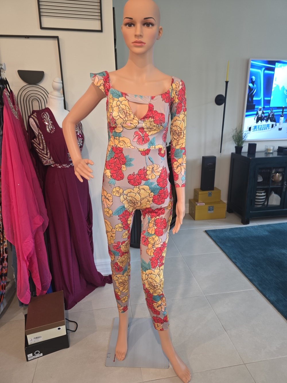 Floral Cutout Jumpsuit in Multicolor